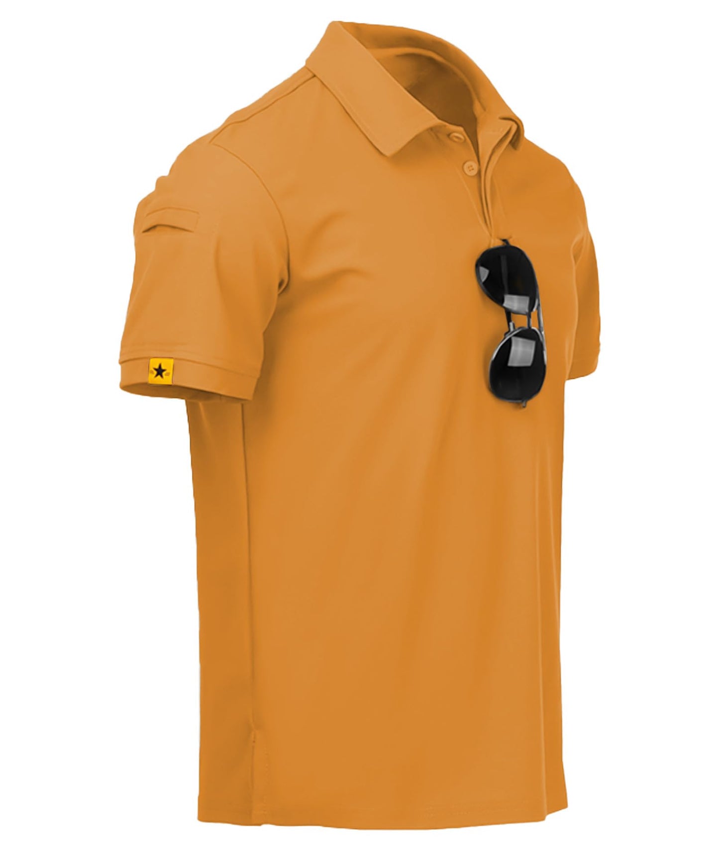 ZITY Mens Polo Shirt Short Sleeve Sports Tactical T-Shirt Athletic Golf Polos Daily Casual Stylish Collared Shirts for Men Light Orange X-Large