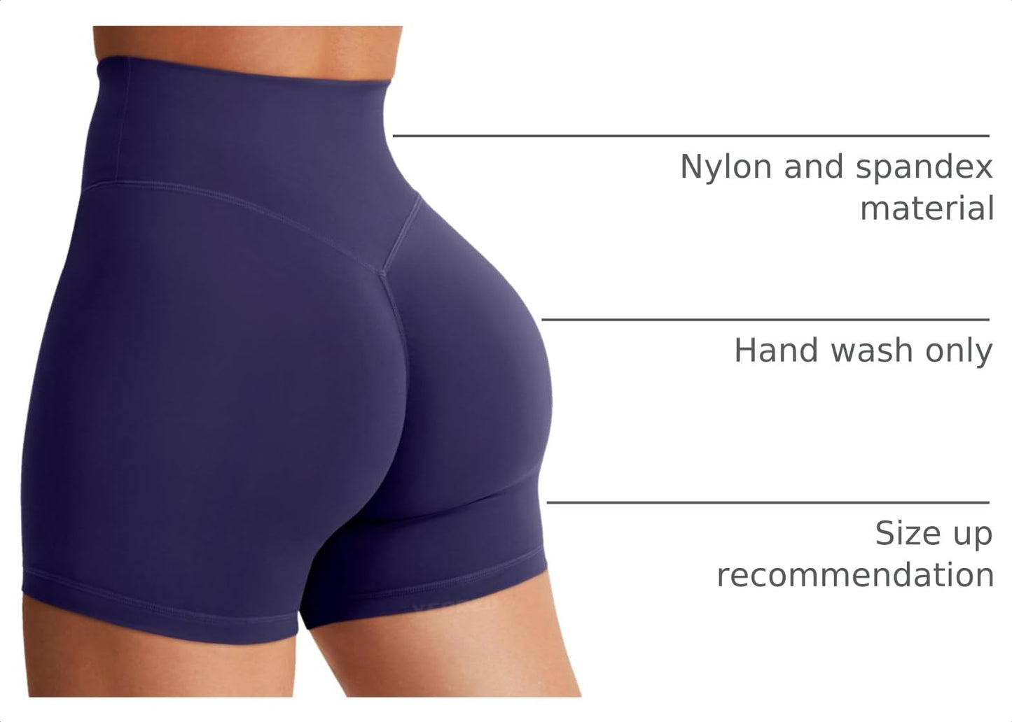 YEOREO SoftHue Women's Biker Shorts Workout Hidden Scrunch Gym Shorts Navy