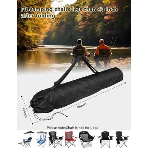 Heavy Duty 600D Oxford Folding Chair Replacement Bag fits GCI,Coleman for Camp Chairs - Large Mouth Camp Chair Storage Bag with Adjustable Shoulder Strap for Outdoor Travel Camping