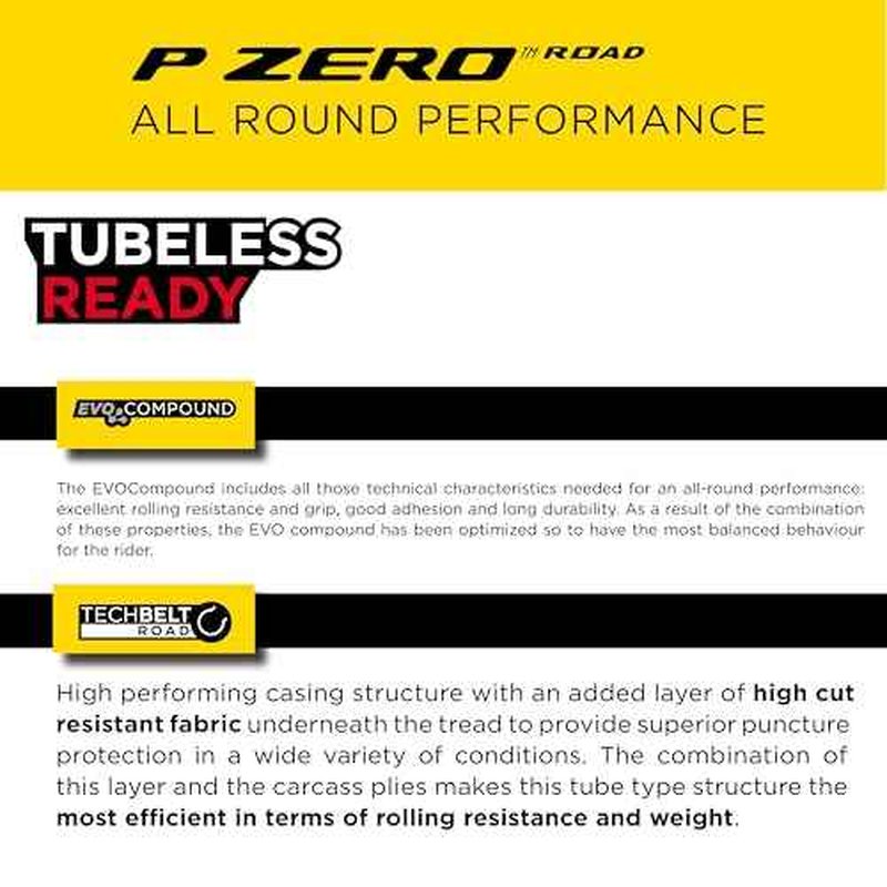 Pirelli P Zero Road 32-622 (700 x 32c) Bicycle Tires (Single) - Tube-Type Clincher Tire EVO Compound, TechBELT Carcass, Lightweight Design