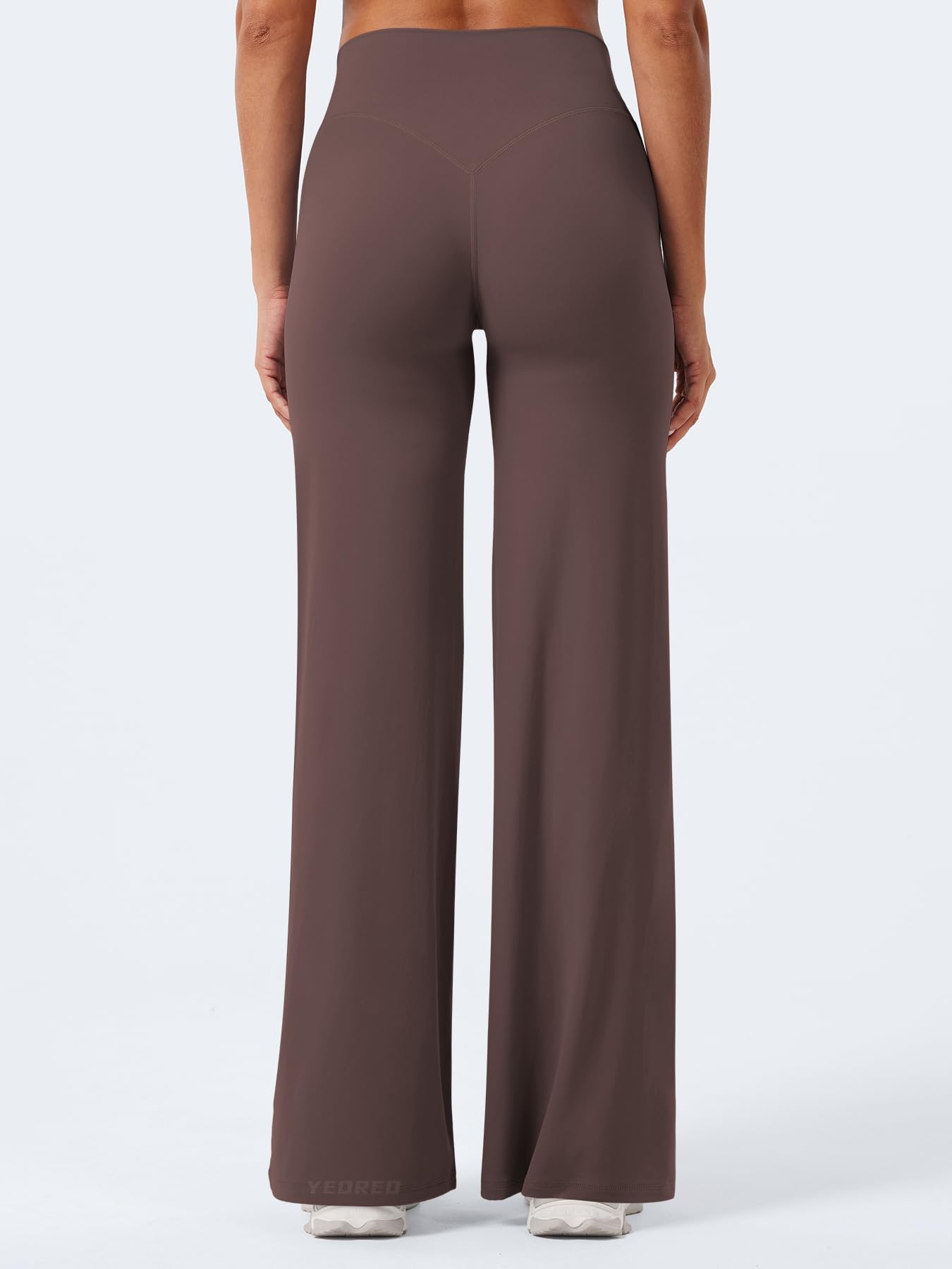YEOREO Workout Leggings Womens No Front Seam Straight Leggings 31.5" High Waist Buttery Eddiy Gym Yoga Pants Plum Brown M