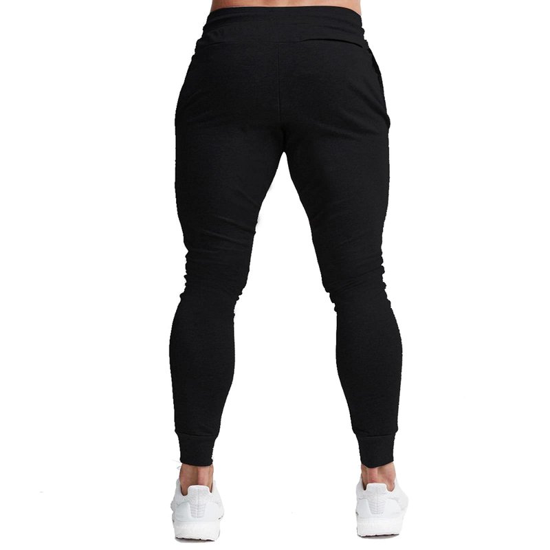BUXKR Men's Slim Joggers Workout Pants for Gym Running and Bodybuilding Athletic Bottom Sweatpants with Deep Pockets,Black,L