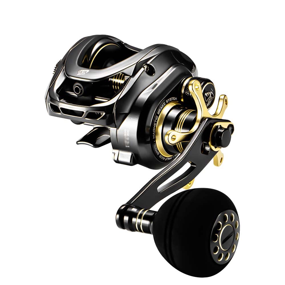 DOVIELLO GKA300 Baitcaster Reels 9+1BB 20LB Drag Deep Spool Baitcasting Reel Super Smooth Single Power Handle 6.4High Speed Gear Ratio Saltwater Baitcaster Fishing Reel - Right Hand