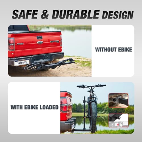 Young Electric 2-Bike Rack Fellow, E-Bike Rack Hitch for Cars, Trucks, Minivans, SUVs with 2 Inches Receiver, 200 Lbs Capacity Fits up to 5 Inches Fat Tire