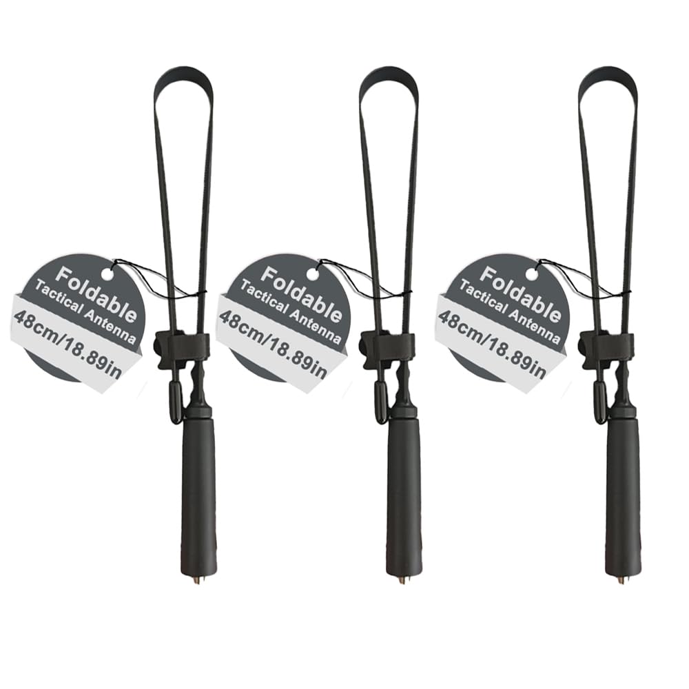 BAOFENG UV-5R Folding Tactical Antenna for GMRS Two Way Radio 48cm/18.8inch Dual Band VHF UHF SMA-Female Long Range Portable Compatible with BF-F8HP UV-82HP DM-1701(3packs)