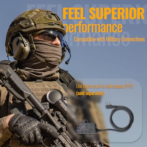 EARMOR M32 Tactical Headset Hunting & Shooting Earmuffs with Microphone, Sound Amplification, Nato TP120 Jacket, Tan