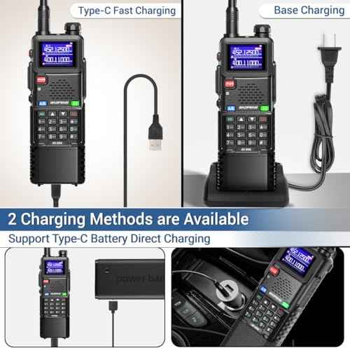 Ham Radio Baofeng AR-5RM Radio 10W Ham Radio Long Range 5RM Handheld Two Way Radio NOAA Weather Radio Rechargeable Long Range Walkie Talkies Copy Frequency 999CH with Type-C Charging 2 Pack Battery