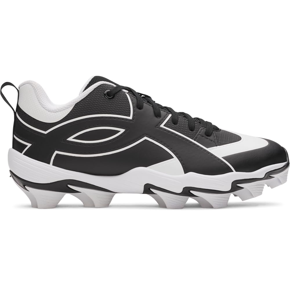 Under Armour Boys' Leadof Icon Low RM JR Baseball Cleats, (001) Black/Black/White, 3, US