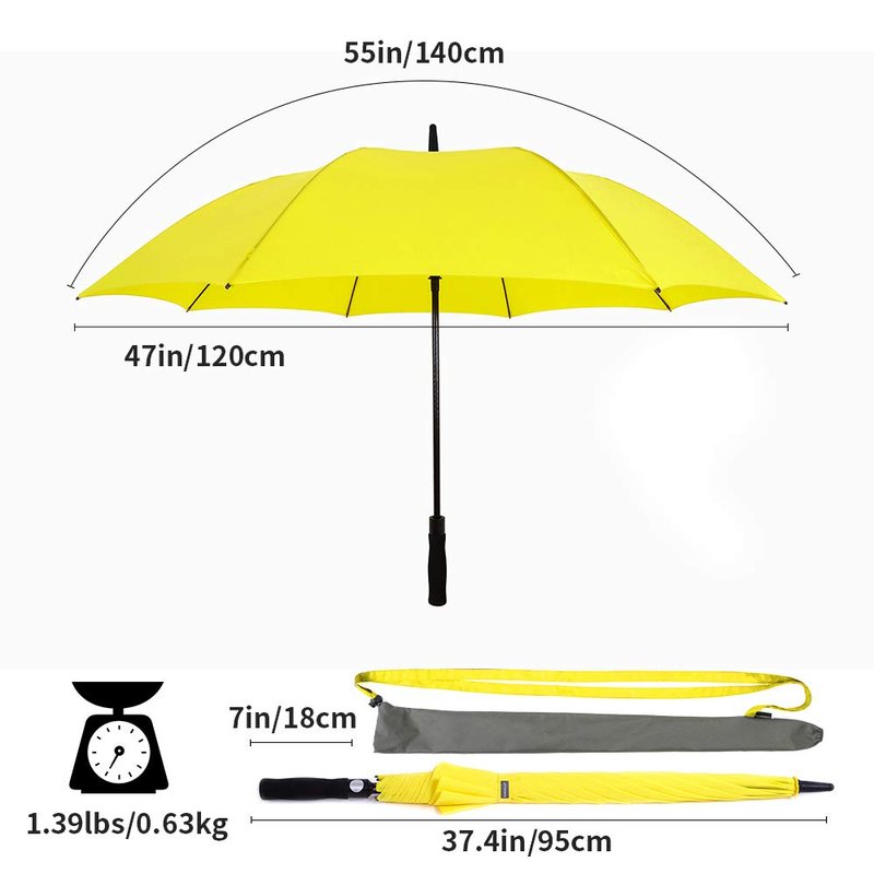 RUMBRELLA Golf Umbrella Windproof UV Umbrellas Large UPF 50+ Auto Open 55IN, Bright Yellow