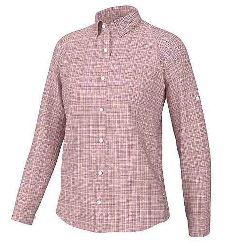 Huk Standard Tide Point Pattern Long Sleeve Shirt, Button Down for Women, Peach Whip, XX-Large
