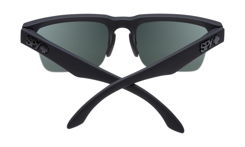 Spy Optic Helm 50/50, Square Semi-rimless Sunglasses, Color and Contrast Enhancing Lenses, Soft Matte Black - Happy Gray Green Polarize Lenses