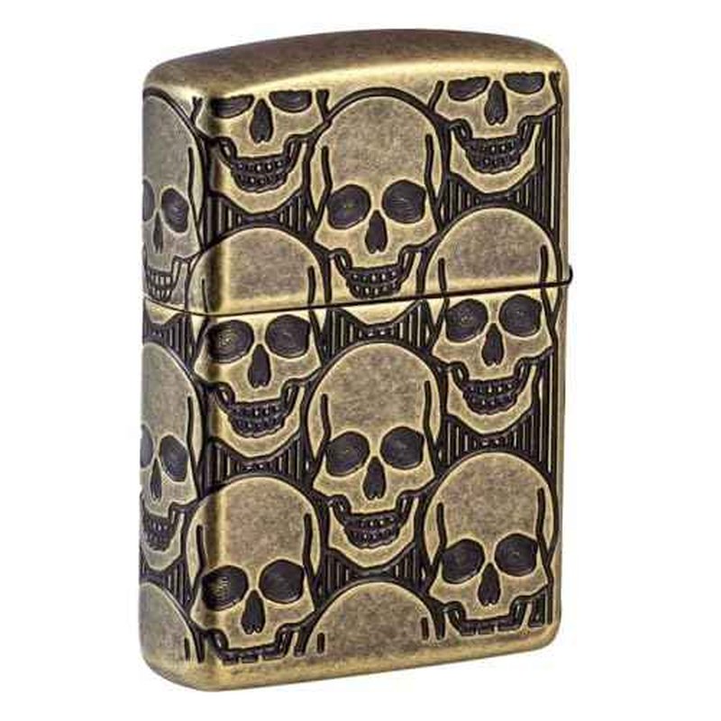 Zippo Cackling Cranium Design Armor Antique Brass Pocket Lighter