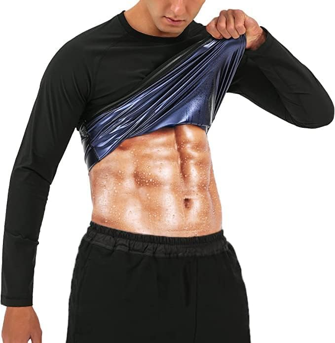 Men's Sauna Shirt - Long Sleeve Compression T-Shirt for Weight Loss | Body Shaper for Workout & Exercise