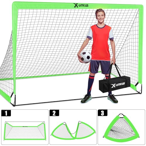 Kids Soccer Goals for Backyard Set of 2, 6x4 ft Portable Pop Up Soccer Goal Training Equipment with Soccer Ball, Ladder and Cones, Soccer Nets for Backyard for Kids Youth Toddler Outdoor Sports Games