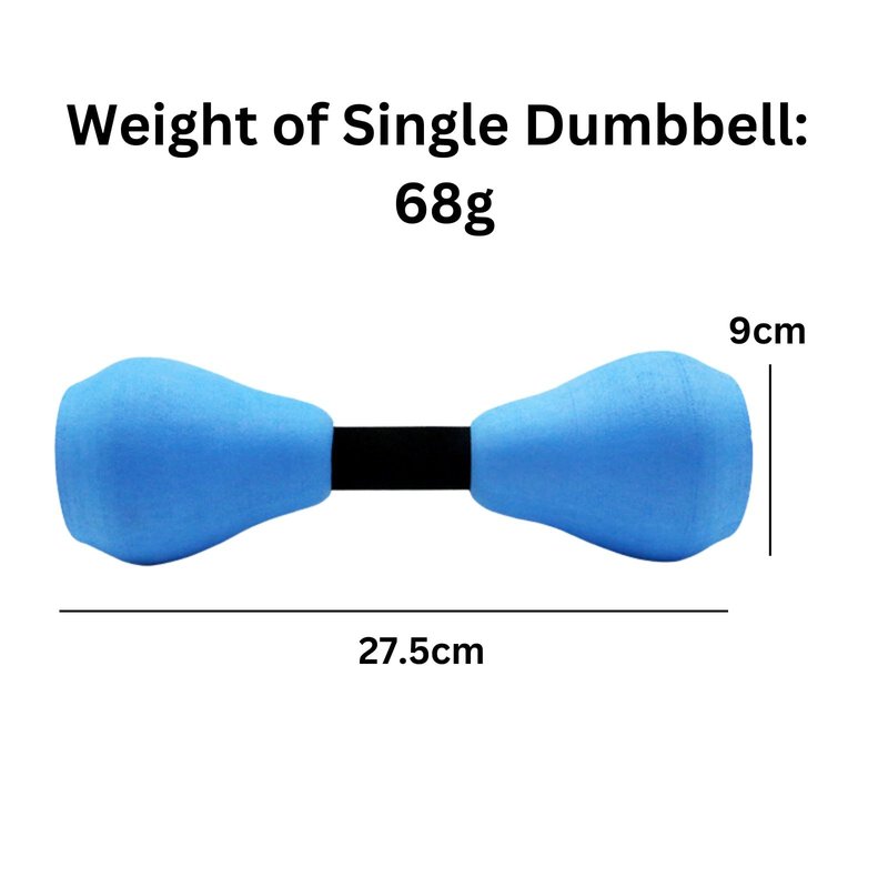 Lightweight EVA Foam Dumbbells for Aqua Aerobics, Water Exercise, Strength Training and Pool Fitness – 27.5cm Length, 68g Each – Soft, Durable, Non-Slip Design for Beginners, Seniors, Women