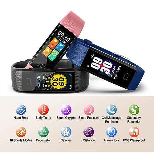 Fitness Tracker with Step/Distance/Calories Counter, Activity Tracker with Heart Rate Monitor, Slim Style Watch IP68 Waterproof, Sleep Monitor Tracker, Pedometer Watch for Women Men