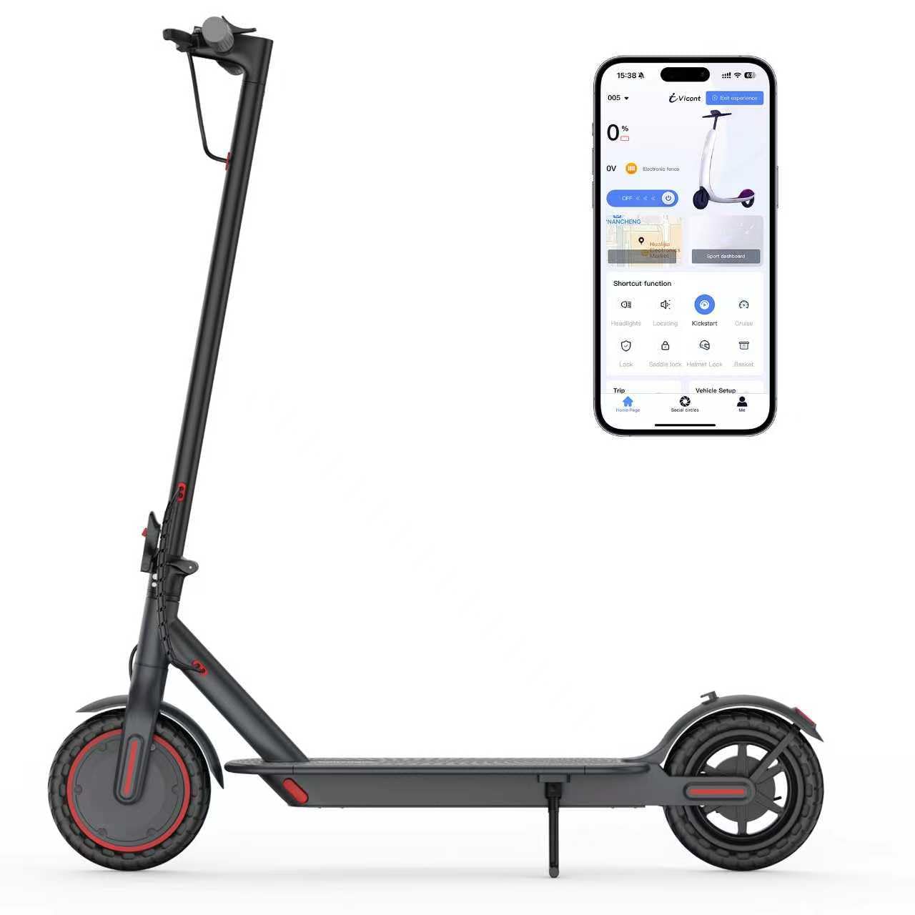 VOLTVOGUE Electric Scooter for Adults, Folding E Scooter with 350W Motor,19 Mph Top Speed, Max 12 Miles Long Range, 8.5' Solid Tires Commuting Scooters with Dual Brakes System, APP