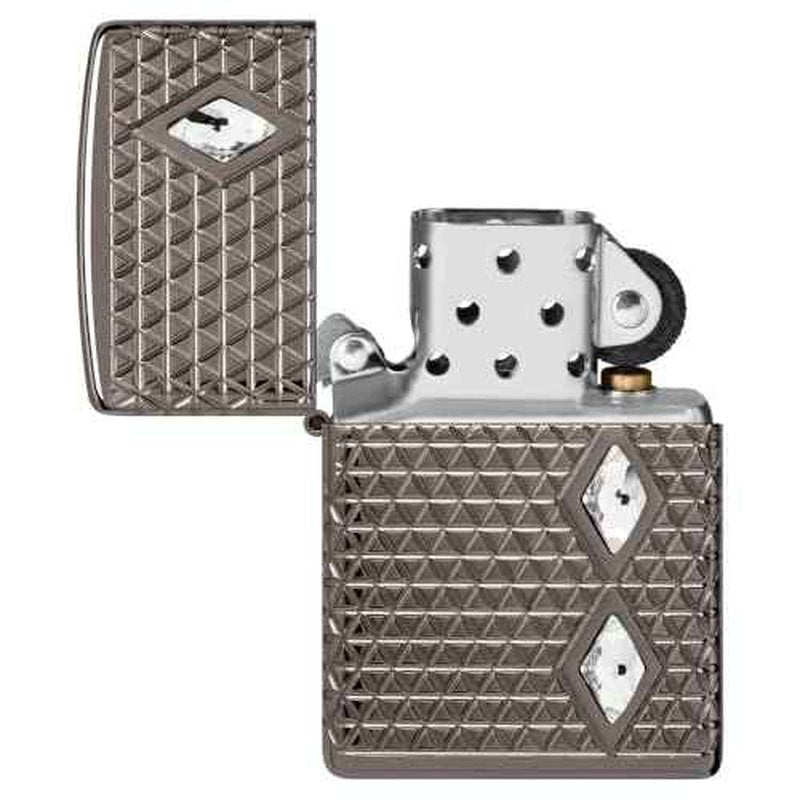 Zippo Diamond Pattern Design Armor Black Ice Pocket Lighter