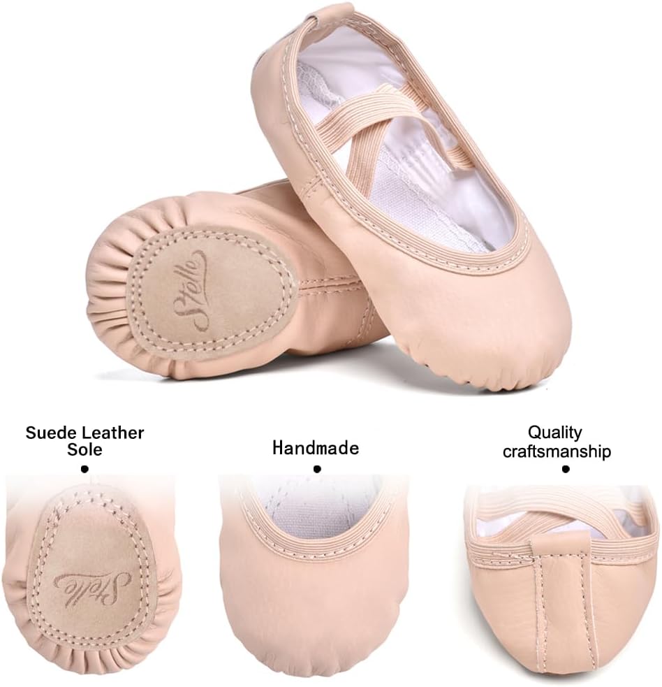 Ballet Shoes for Girls - Soft Leather Toddler & Kids Dance Slippers | Comfortable Fit & Stylish Design