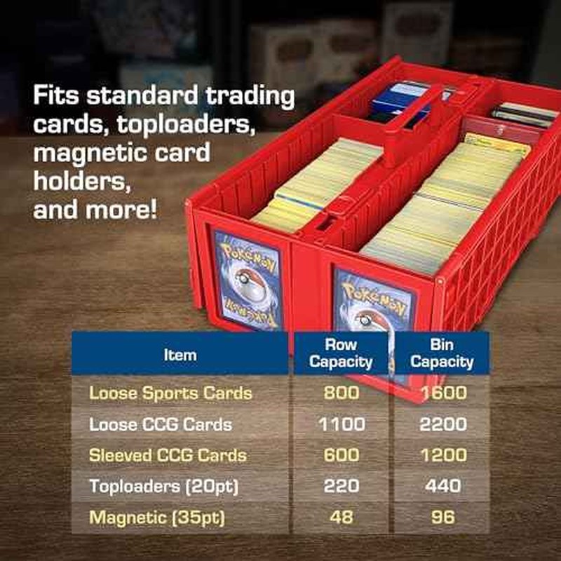 BCW Collectible Card Bin ? (2-Pack, Red) | Holds up to 1600 Cards | Plastic Storage Box for Pok?mon, MTG & Sports Cards