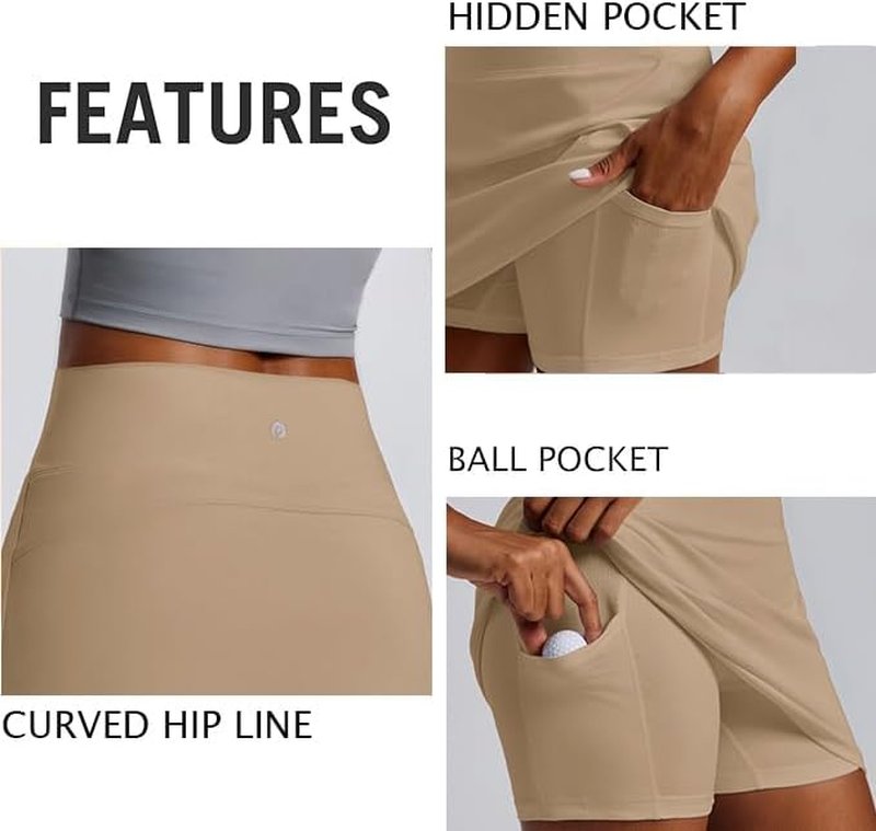 Golf Skirts for Women - High Waisted Tennis Skirt with 2 Pockets | UPF 50+ Stretch Athletic Design for Pickleball & Workouts