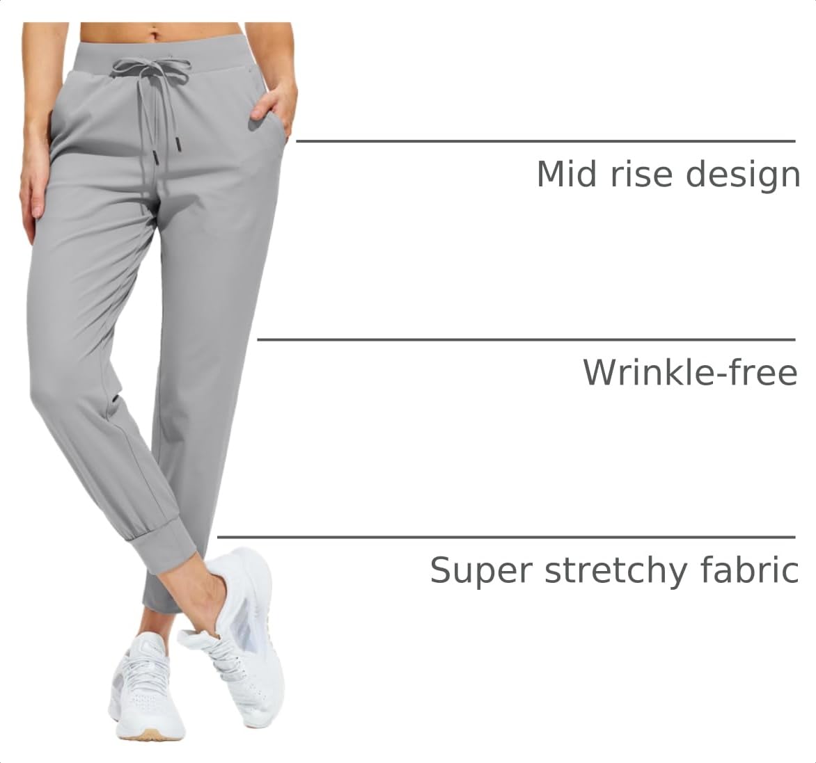 Libin Women's Joggers Pants Athletic Dance Sweatpants with Pockets Running Tapered Casual Pants for Workout,Lounge, Bright Grey XS