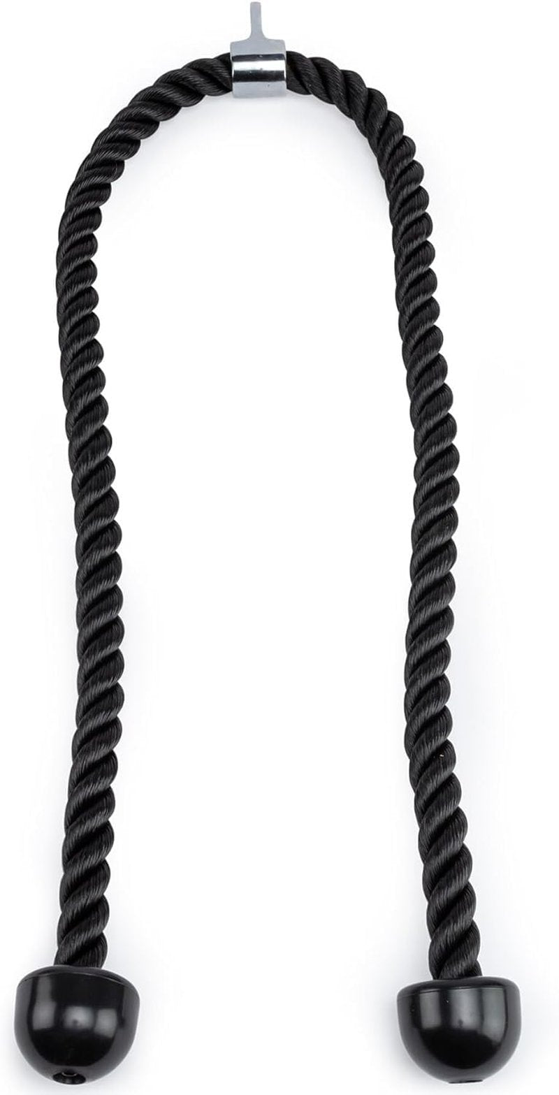 Double Length Tricep Rope for Cable Machines - 55 Inch Heavy Duty Pulldown Attachment, 4ft 7in Gym Strength Training Accessory & Home Workout Equipment