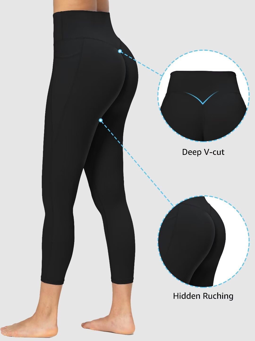 Sunzel Invisible Butt Scrunch Workout Leggings with Pockets for Women, No Front Seam Booty Gym Yoga Pants with Tummy Control 28" Forest Green Large