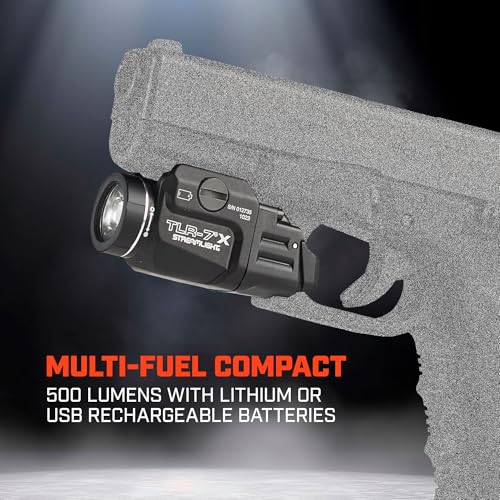 Streamlight 69424 TLR-7 X 500-Lumen Compact Tactical Weapon Light, Includes High, Low Paddle Switches and Key Kit, Black