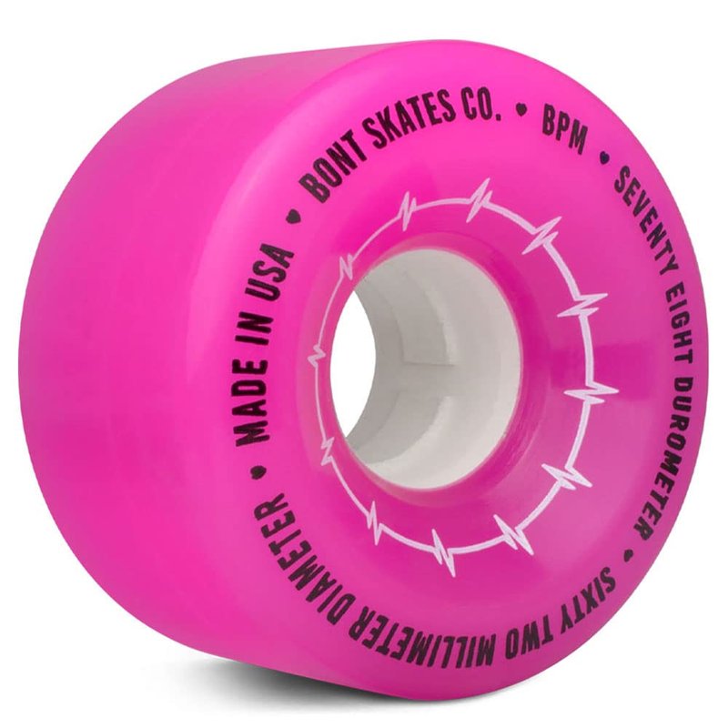 Bont Skates BPM Quad Roller Skate Outdoor Wheels - Suitable for Recreational Skating Asphalt Sidewalk Boardwalk Street - 62x35mm 78A, Made in USA (Hot Pink - Set of 4 wheels)