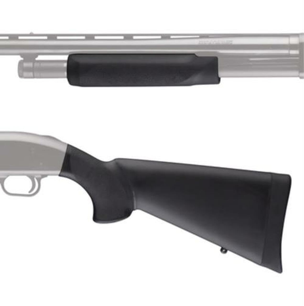 Hogue OverMolded Rubber Shotgun Stock and Forend for Mossberg 500 12 Gauge, Black - 05012