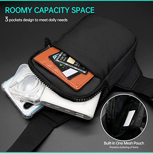 Long Keeper Mini Sling Bag - Men Women Small Waterproof Crossbody Bag Casual Phone Chest Bag for Travelling Hiking (Black - Mini (L*W*H = 13 * 3 * 19CM))