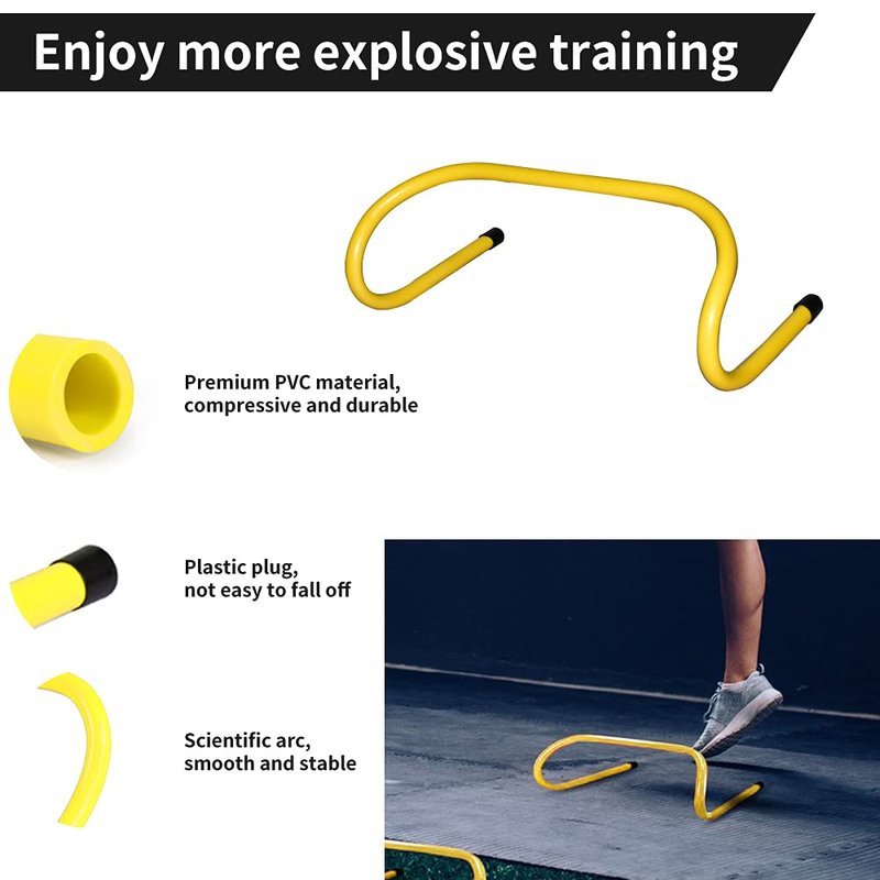 TNZMART Agility Ladder and Disc Cones Training Set Adjustable Rungs Training Ladder with 10 Plastic Sport Cones for Training (Yellow, 6 Hurdles)