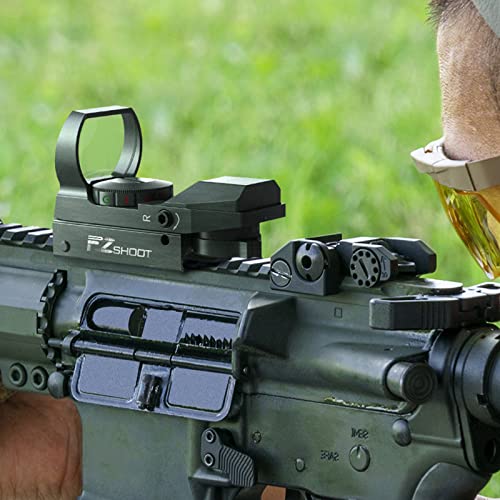 EZshoot Red Green Dot Gun Sight Scope Reflex Sight, 4 Adjustable Reticles Holographic Optic Black with 20mm Rail Mount