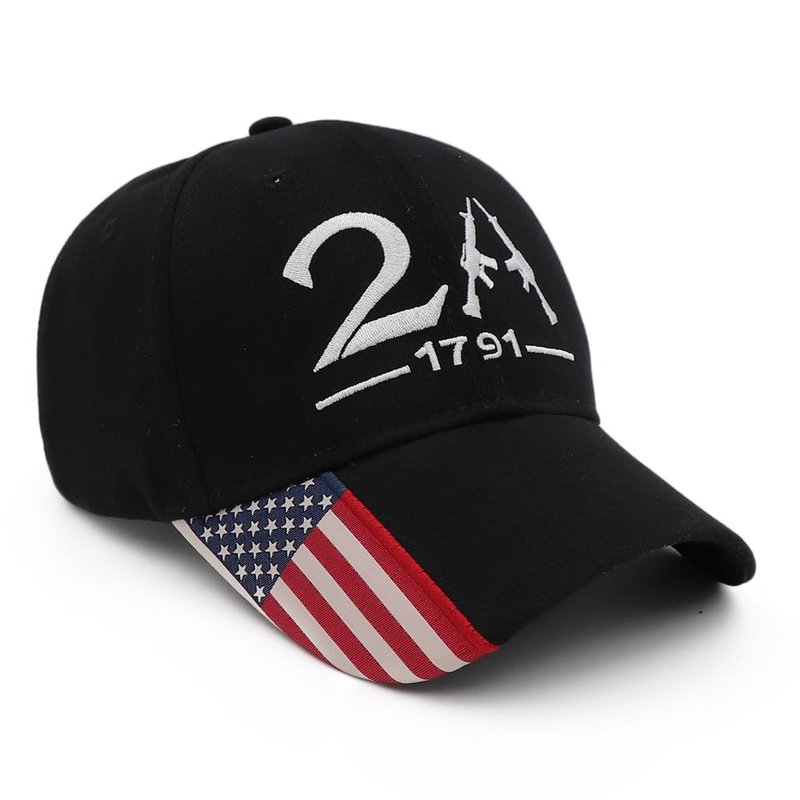 JUSOCC 2A 1791 Hats Embroidery Adjustable American Flag Baseball Cap (US, Alpha, Medium, Black)
