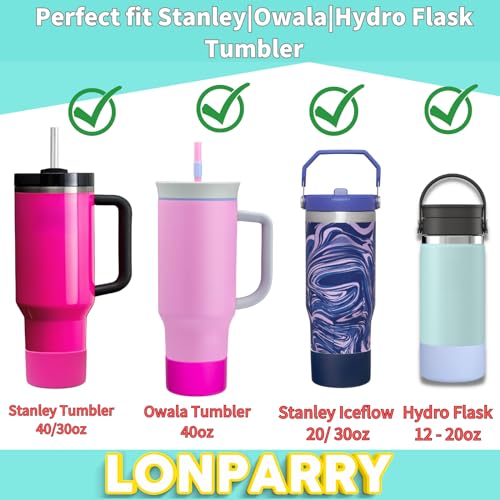 LONPARRY 2-Pack Boot for StanlyeTumbler 40 30 oz Bottom Sleeve Protector for Stanlye Cup Quencher H2.0 Stanlye IceFlow 30oz Silicone Sleeve for Stanlye Bottom Anti-Slip Bottom Sleeve Clear Peach Pink