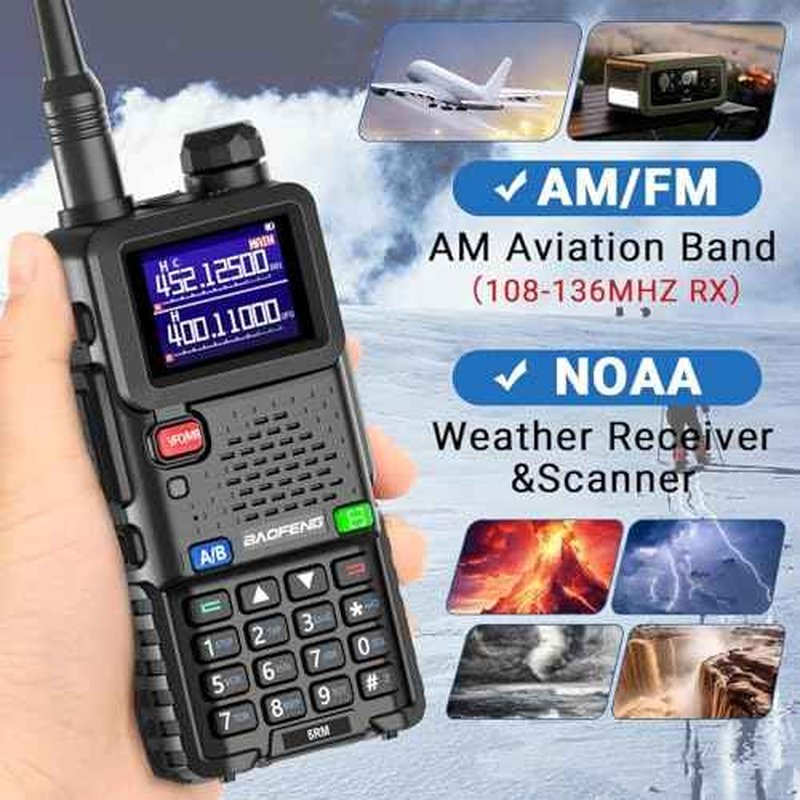 Ham Radio Baofeng 5RM 10W Long Range Walkie Talkies with Wireless Programmer,NOAA Emergency Weather Radio,2500mAh USB-C Battery,Long Antenna,Speaker Mic,999CH for Survival Gear Hunting Camping - 2Pack