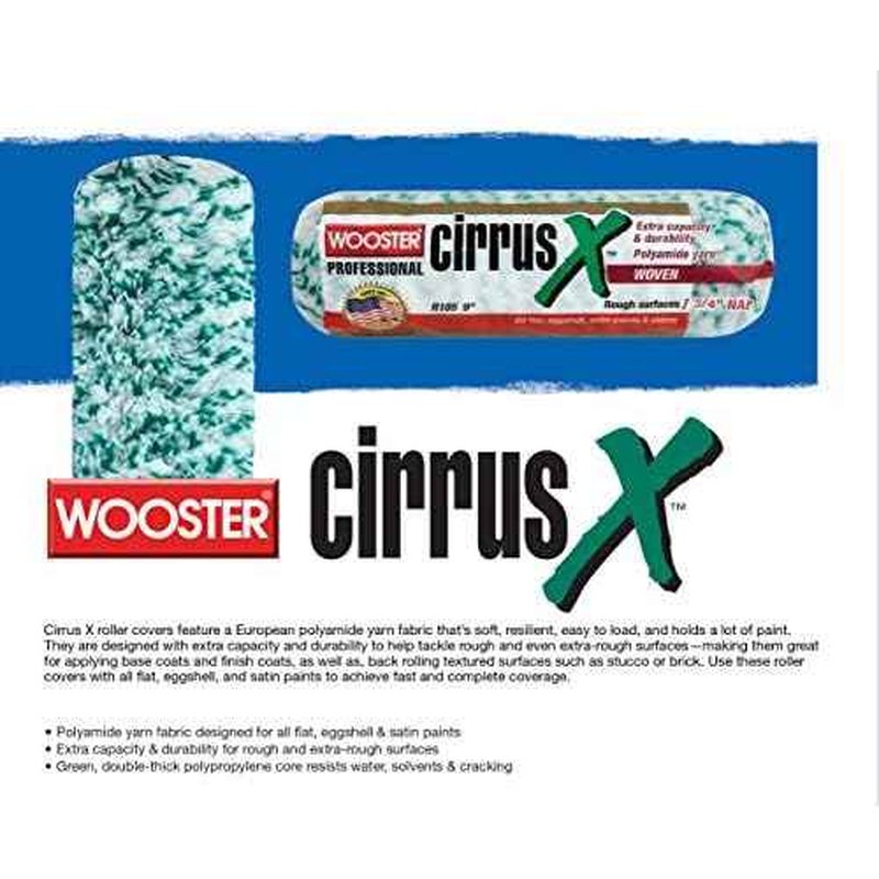 Wooster Brush Cirrus X R185 9 inch Paint Roller Cover 3/4 inch Nap - Pack of 12