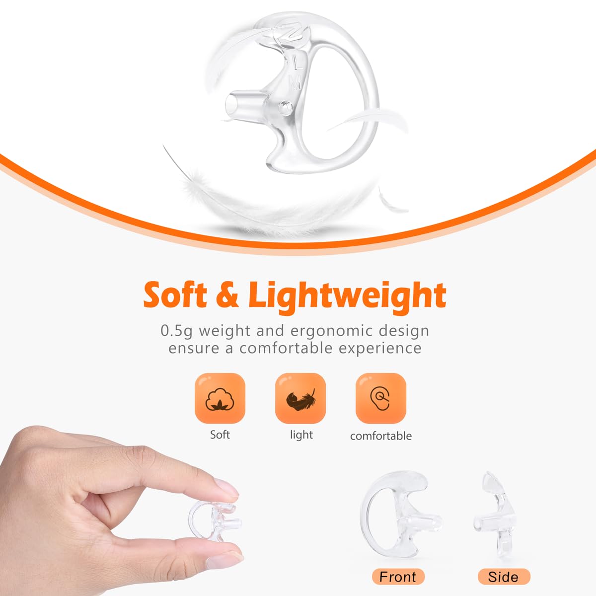 Zeadio 8-Pair Pro-Grade Covert Surveillance Earbud, Replacement Ear Insert, Silicon Earmold Earplug for Two-Way Radio Earpiece Audio Coil Tube, Compatible with Motorola/Kenwood ect (16pcs)