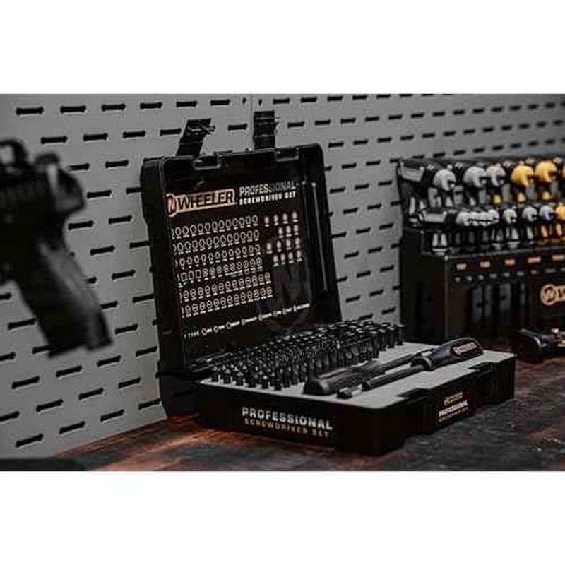 Wheeler Engineering 100-Piece Professional Screwdriver Set with Steel Construction, Metric and Standard Sizes, Storage Case, for Gunsmithing and Maintenance