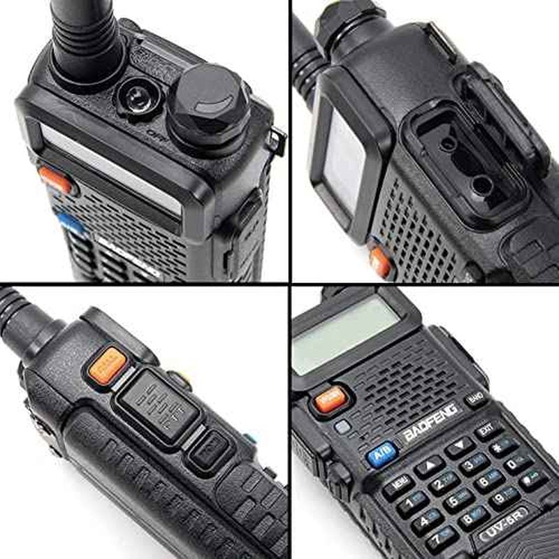 Baofeng UV-5R Dual Band Two Way Radio Handheld Ham Radio Long Range Walkie Talkies Pack of 4 for Hiking Camping Skiing Trip (Black) with 8W 3800mAh Battery