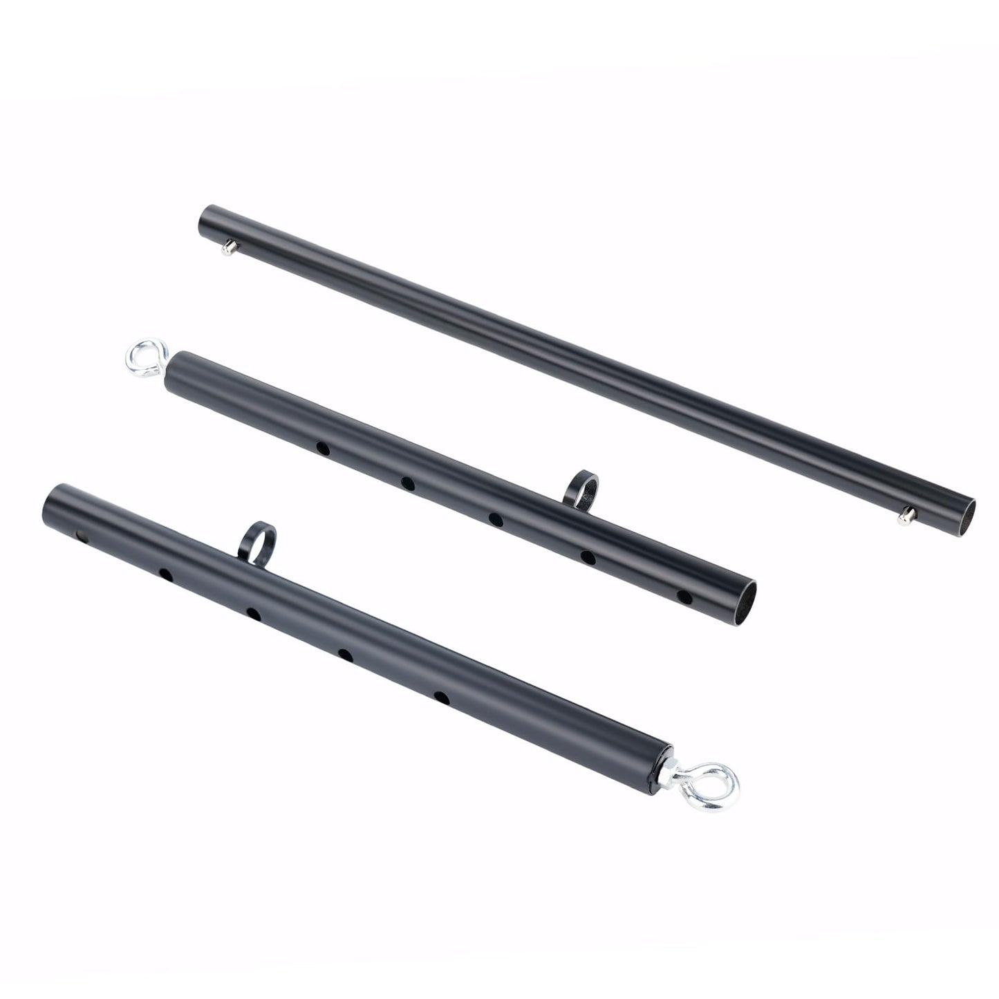 Black Heavy Duty Stainless Steel Expandable Spreader Bar with 4pcs Furry PU Purple Adjustable Straps, Training Fitness Kit,Home Indoor Sports Yoga Set