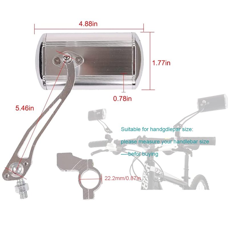 Bicycle Mirrors for Handlebar, A Pair of 360 Adjustable Rotation Bike Mirrors Handlebar Rearview Mirror, Bicycle Cycling Rear View Mirrors Mountain Bike Mirror-Sliver