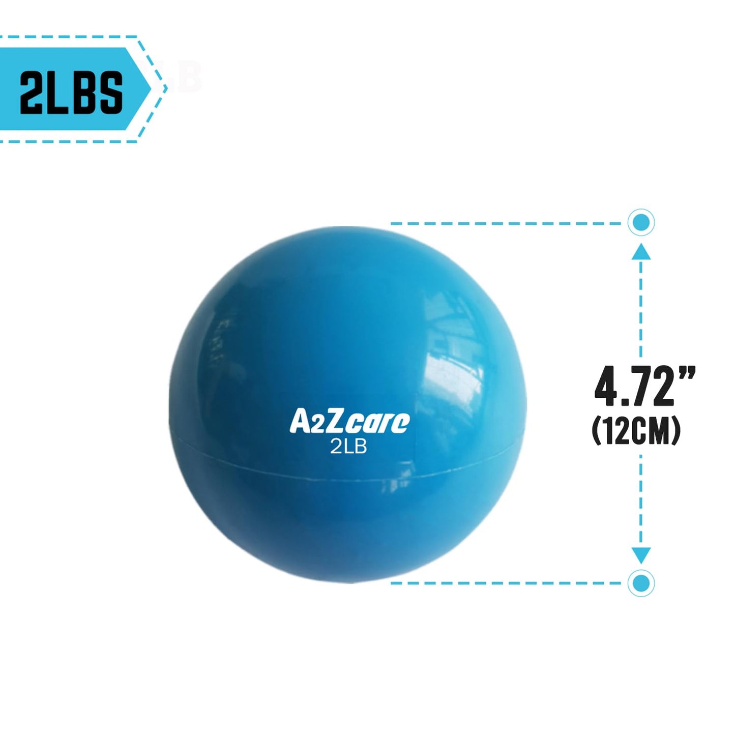 A2ZCARE Toning Ball - Weighted Toning Exercise Ball - Soft Weighted Medicine Ball for Pilates, Yoga, Physical Therapy and Fitness - Blue (2lbs - Pair)