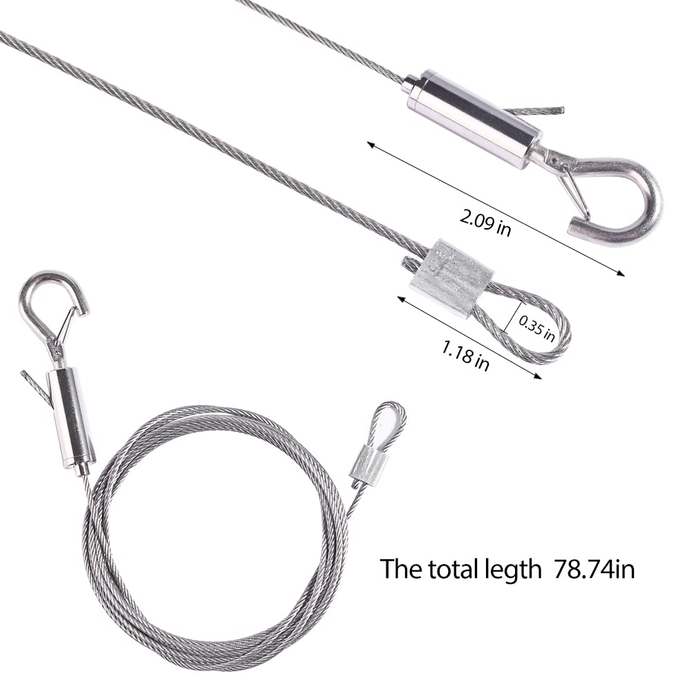 Adjustable Picture Hanging Wire 6PCS Mirror Frame Kit, 78.70.059in, Loop-Hook Design, Stainless Steel, for Mirrors, Frames, Artwork, Light Lamp, Billboards, Basket Flowerpot, Holds 44lbs