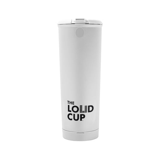 The LoudCup 20 oz Tumbler + Stadium Horn with Snap-Fit Lid (Eagle White) - Insulated Cup Reusable Water Bottle Coffee Travel Mug - Worlds Loudest Cup for Game Day