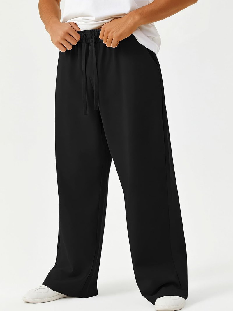 ATOFY Men's Baggy Sweatpant Lounge Wide Leg Sweatpants Elastic Waist Drawstring Loose Joggers Athletic Pants with Pockets Black