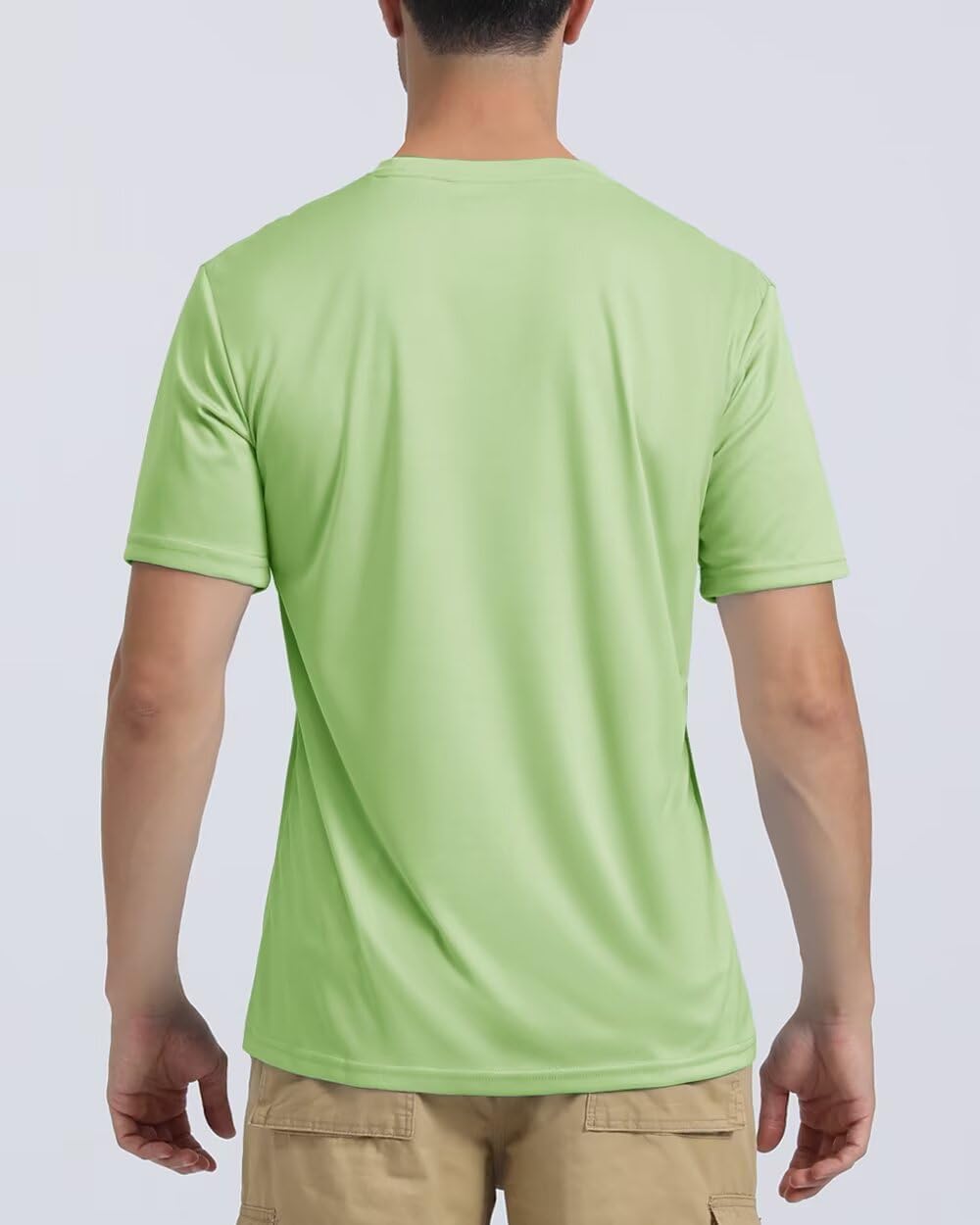 Boladeci Mens Swim Shirt Short Sleeve Rash Guard SPF 50 Shirts Breathable Water UV Protection Summer Work Athletic Hiking Workout Large Light Green Tshirt Top