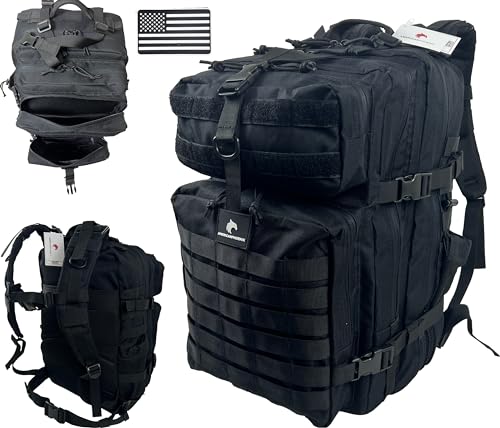 AMERICANPHOENIX 45L Elite Tactical Backpack | 3X Stronger Work & Military Backpack | Water Resistant and Heavy Duty | 3 Day MOLLE Bug Out Bag (Polar White)