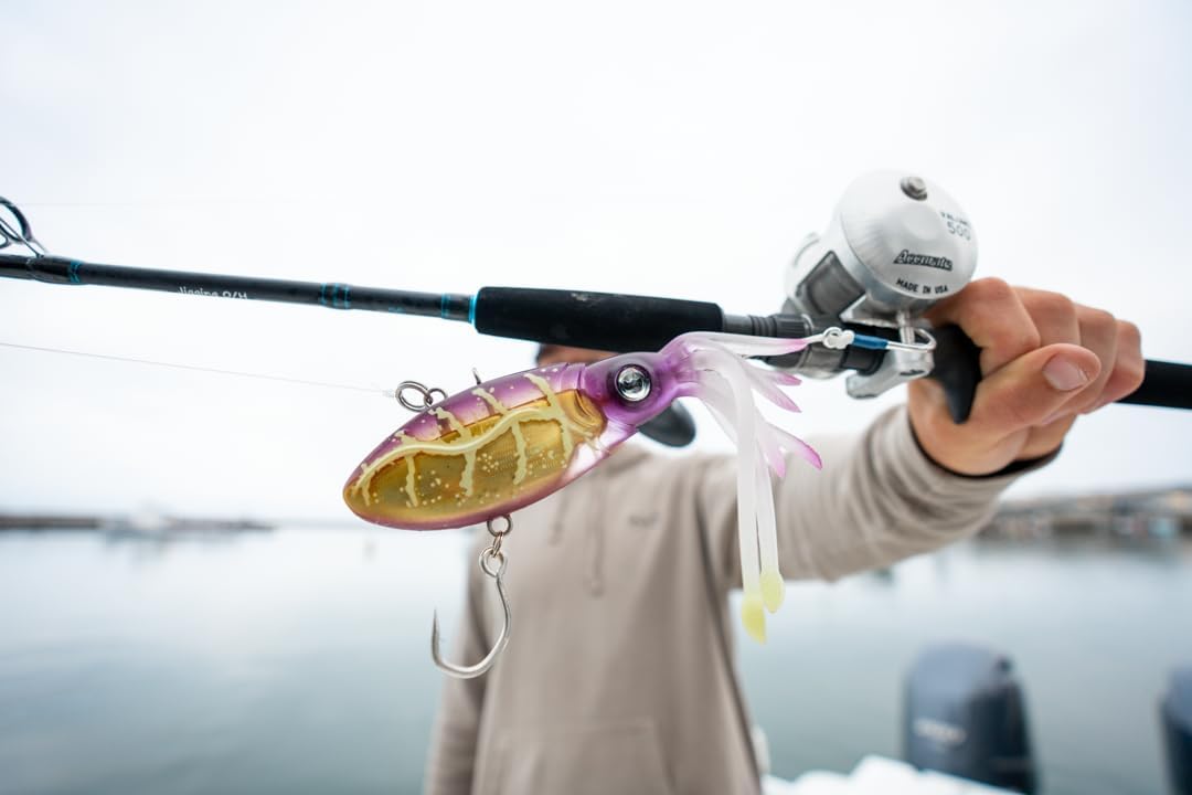 Original Squidtrex Vibrating Fishing Lure - Patented TPE Soft Plastic Bait for Saltwater | Strong BKK Assist Hooks